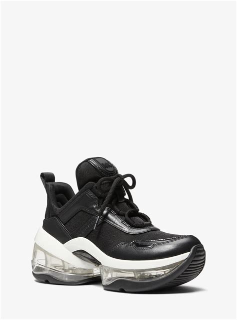 michael michael kors olympia extreme logo and leather trainer|Michael Kors olympia bootie extreme.